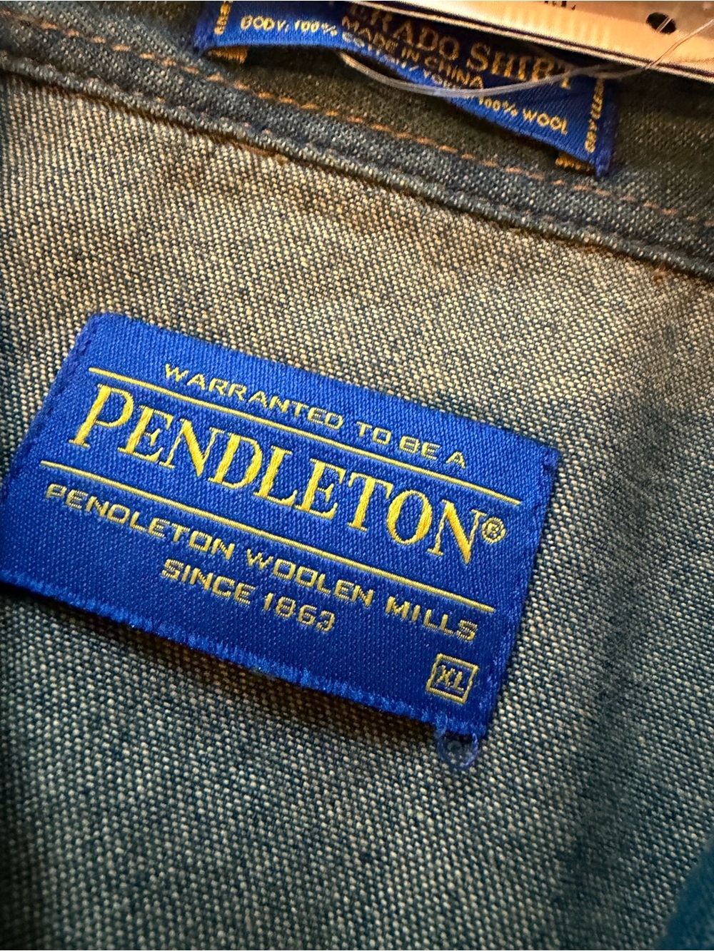 Pendleton Blue Denim Shirt with Multicolor Southwestern Yoke..NWT, VINTAGE - Picture 13 of 13